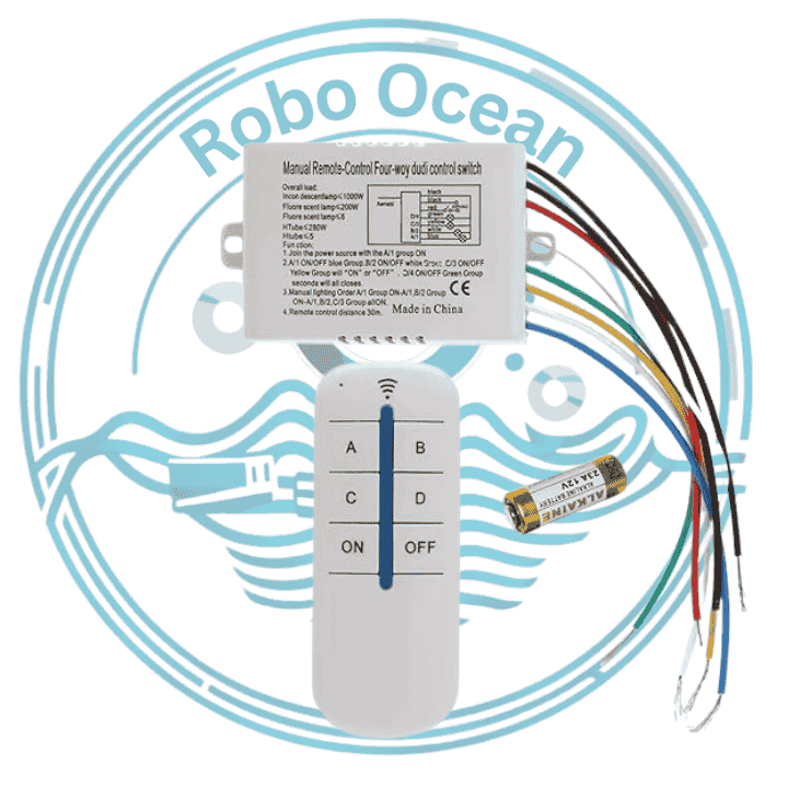 Roboocean Digital Switch 4-Way ON Off AC 220V-240V Light Digital Remote-Wireless With RF Remote Control